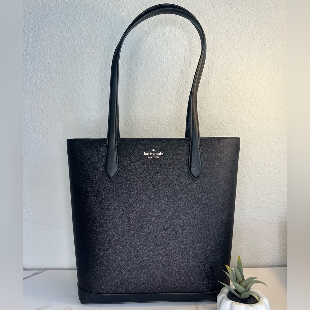 NWT ♠️ Kate Spade Black Glitter Fabric Tote